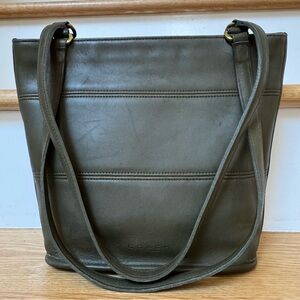 Vintage Coach Tribeca Shopper 9098 in Loden Olive Green Leather Shoulder Tote